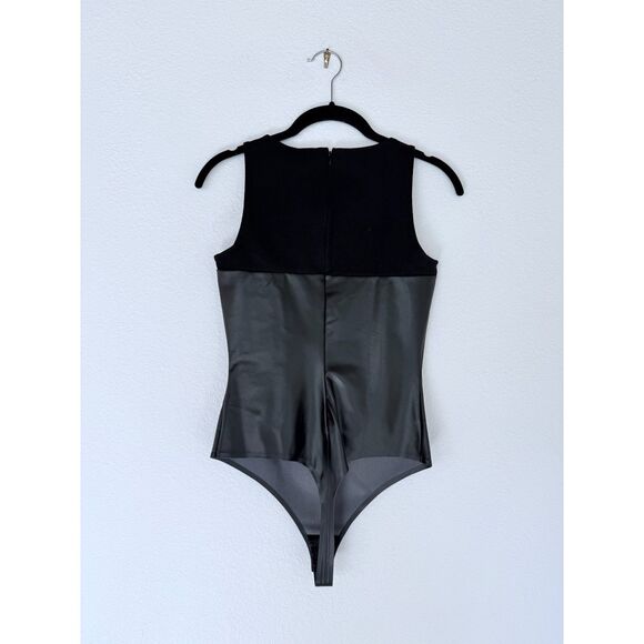 NWT Wolford Eco Vegan Faux Leather Sleeveless Thong Bodysuit in Black 36 (US 4) - Picture 7 of 16